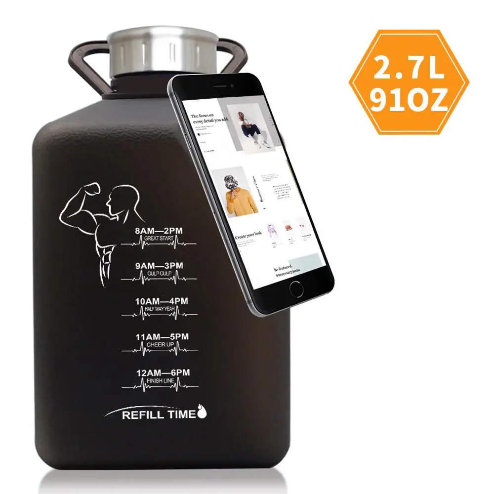 2020New Product 2.7L Спортивная бутылка для воды модный чайник с держателем телефона BPA
