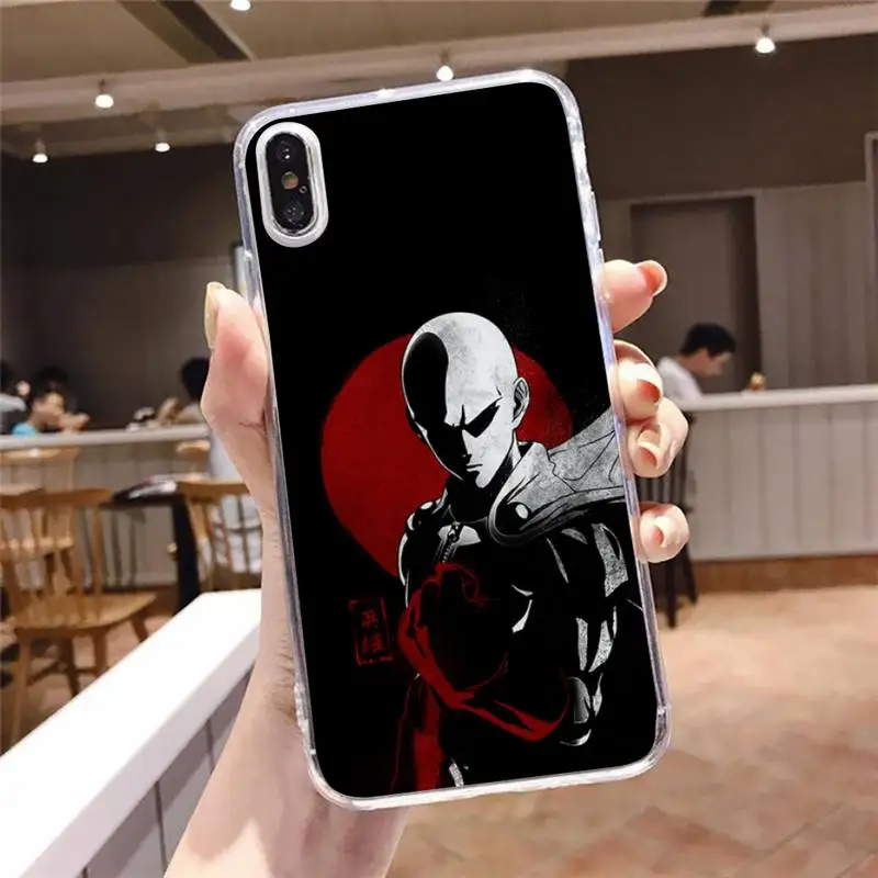 

Japan anime one punch man Phone Case Transparent soft For iphone 5 5s 5c se 6 6s 7 8 11 12 plus mini x xs xr pro max