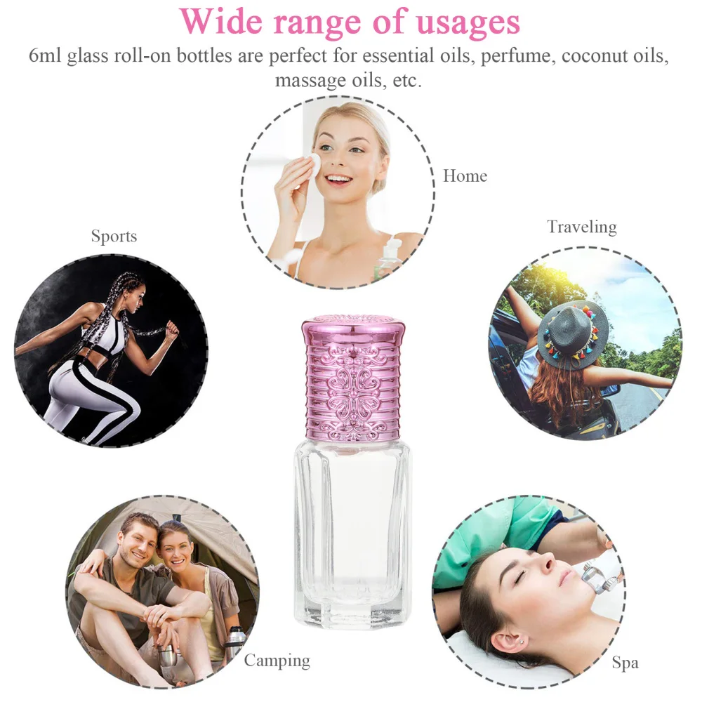 

4pcs 6ml Perfume Roll-on Bottles Mini Glass Travel Bottles Subpackaging Bottles