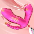 Вибратор с дистанционным управлением, 7 режимов, Вибрирующая присоска, анальный стимулятор Вагины и клитора, носимый оральный интимные игрушки для женщин