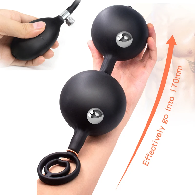 Надувная Анальная пробка для бега с двойными бусинами надувания фиксатор пениса