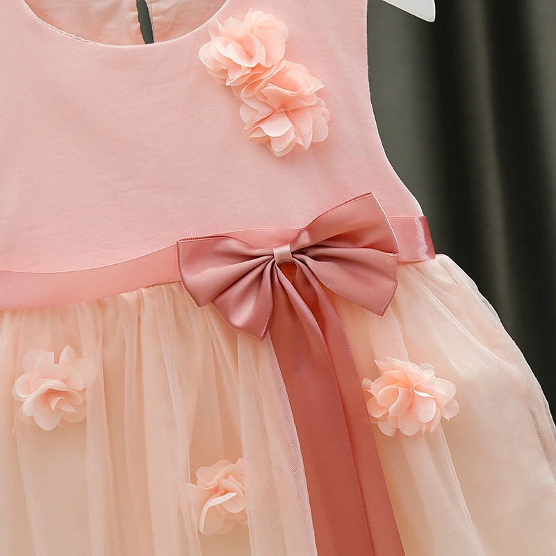 

Baby Girl Dress Summer New Sweet Cute Mini Dresses Fashion Baby Dresses Girls Mesh Stitching Bottoming Princess Dress