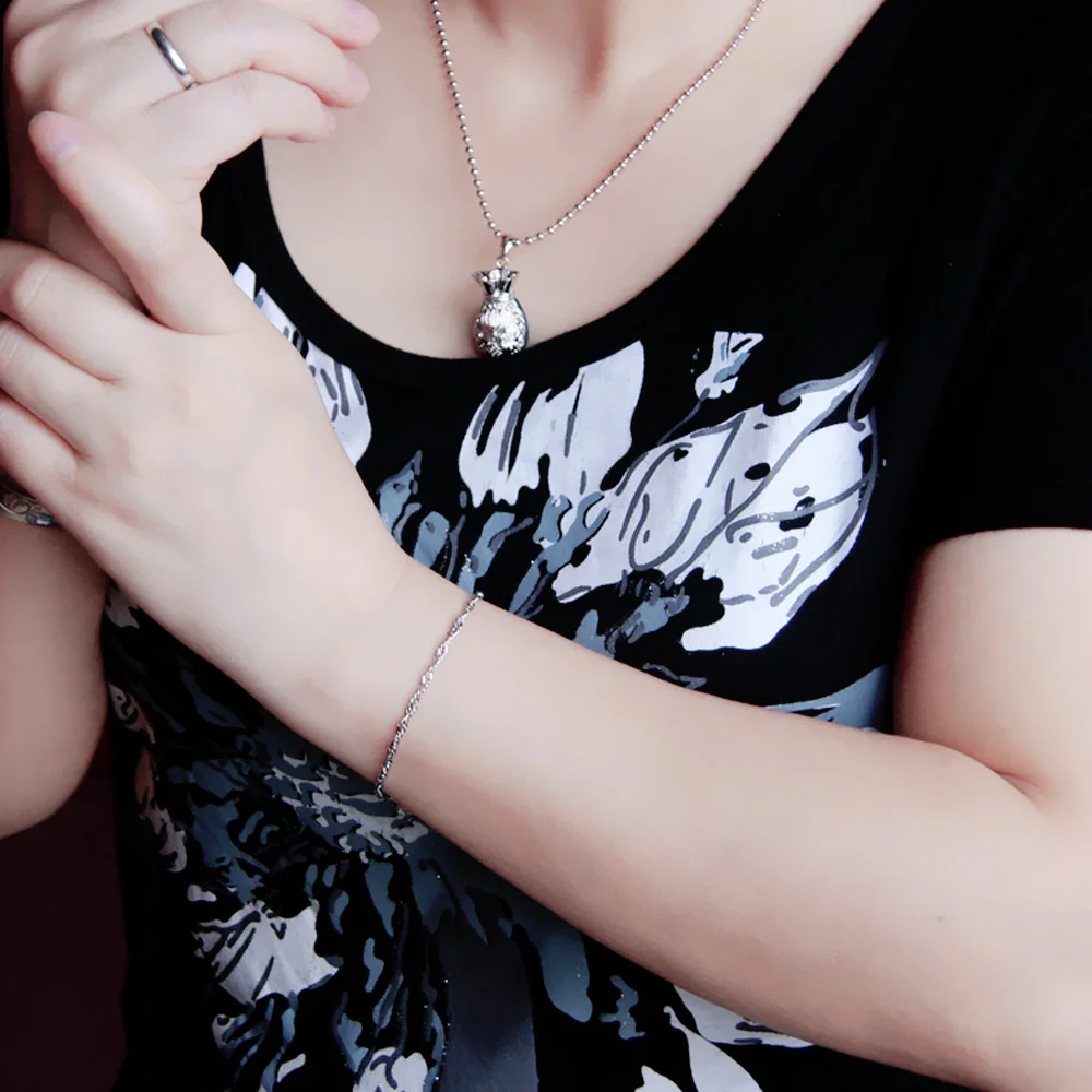 

2021 New Fashion Simple Classic Wave Chain Blade Chain 2.5mm 925 Sterling Silver Bracelet Bangles for Women Friends Gifts