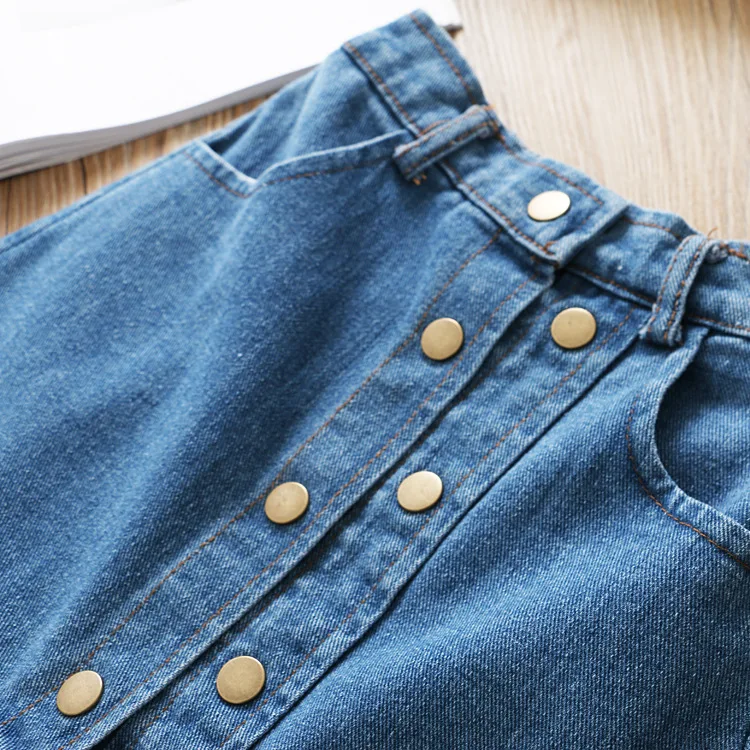 Thunderers/Летняя модная детская джинсовая юбка для девочек на пуговицах маленьких