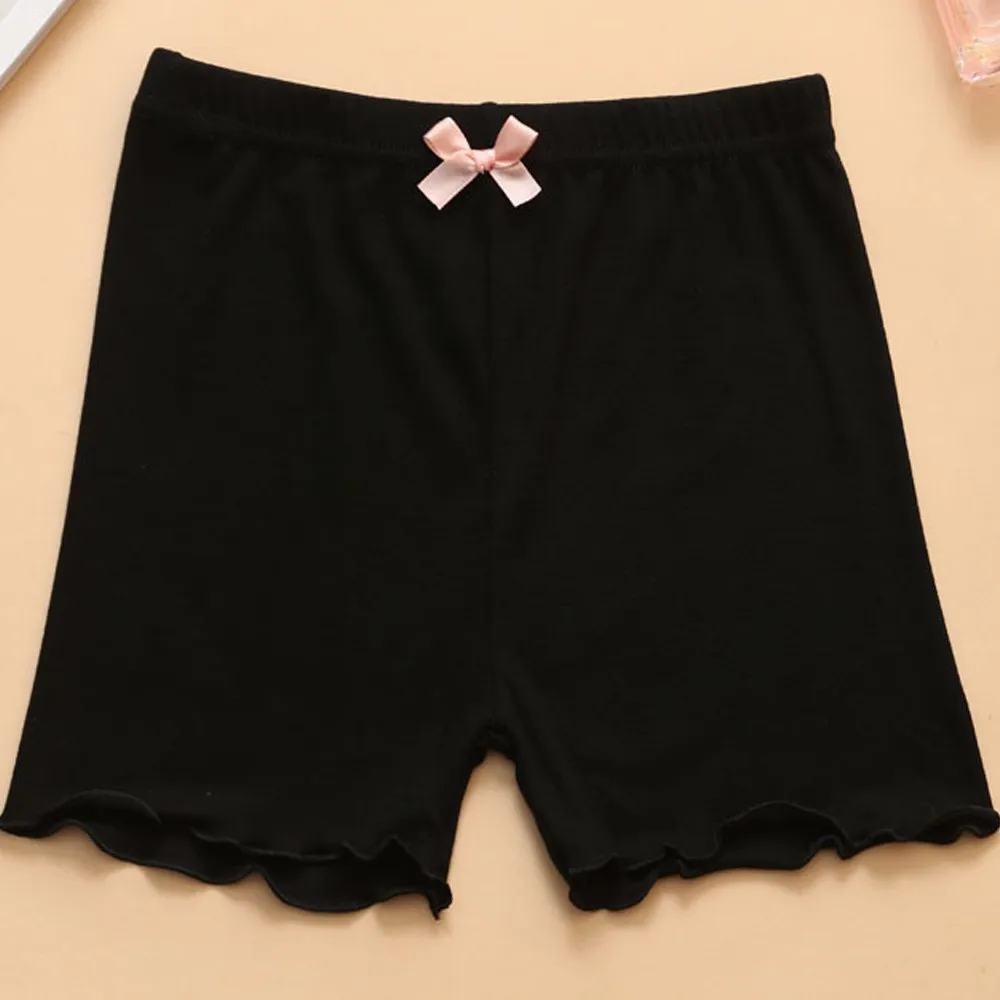 

3-14 Years Young Girls Soft Safety Pants Cotton Bow Kont Short Underpants Plain Casual Skinny Underwear
