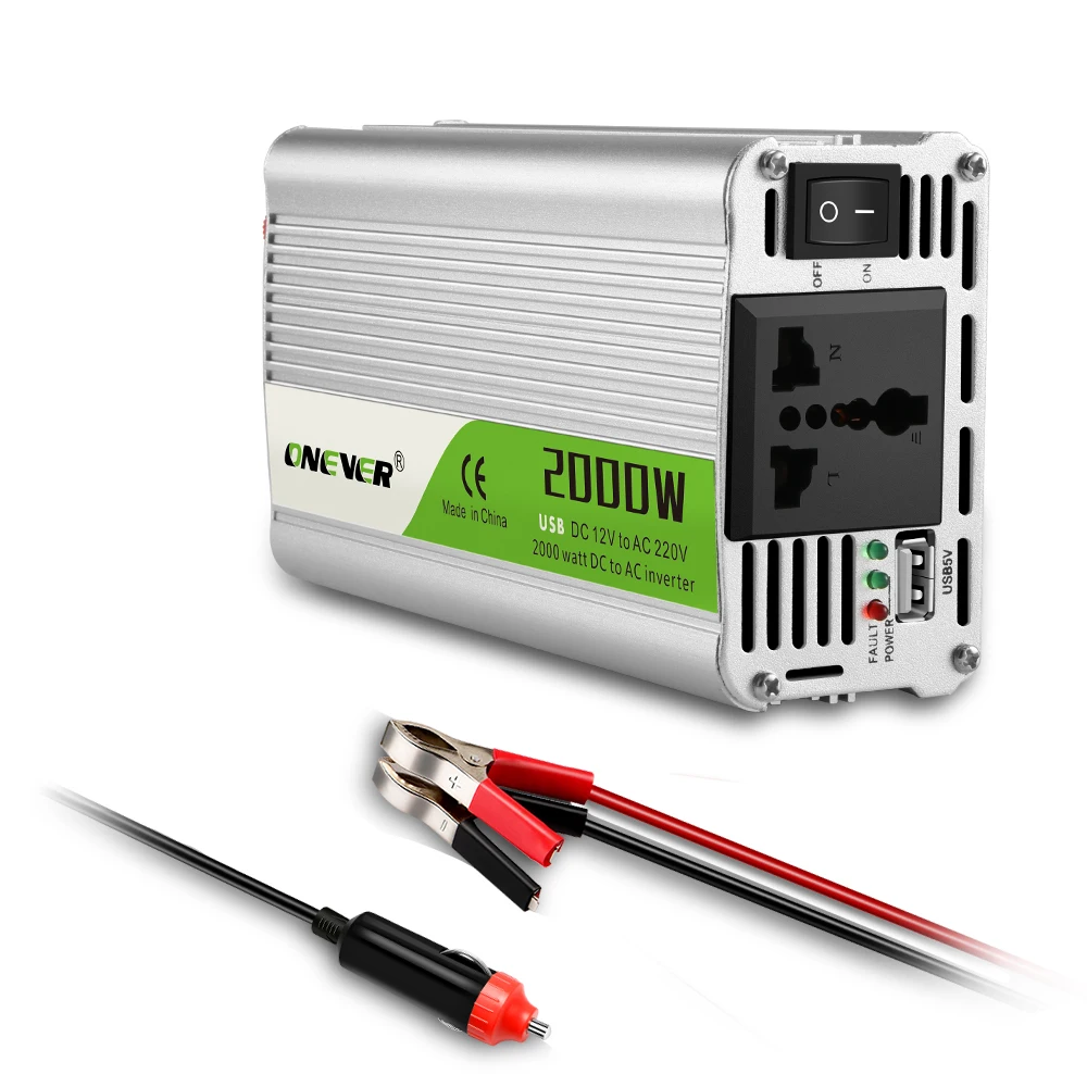 

USB charge 2000W Watt DC 12V to AC 220V Portable Car Power Inverter Charger Converter Adapter DC 12 to AC 220 Modified Sine Wave
