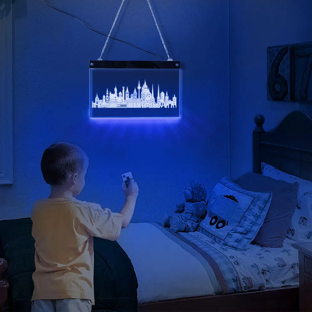 Германия Skyline светодиодный неоновый знак настенное художественное освещение ландшафт современного города настенная доска домашний декор Deutschland подарок-сувенир для туриста