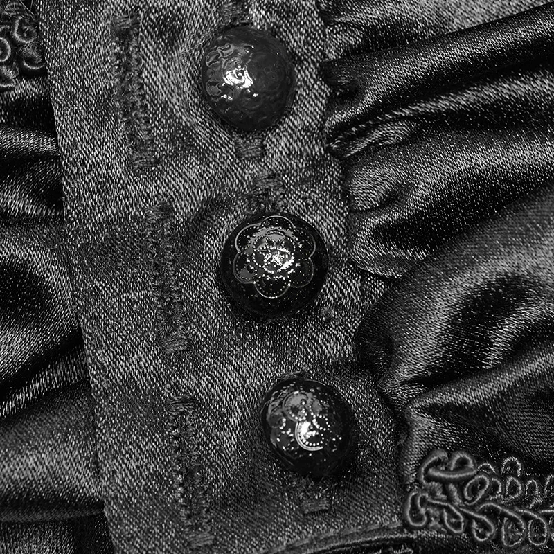 Панк рейв для мужчин Готический корт украшенный вышивкой воротник съемный