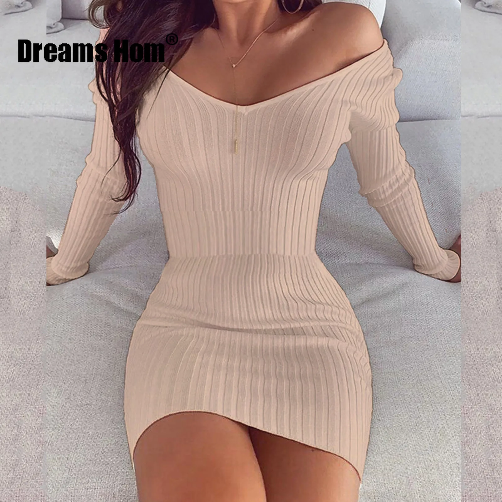 

Трикотажное облегающее Клубное платье, вечернее белое черное платье, женские облегающие мини-платья с длинным рукавом, теплый свитер на осе...