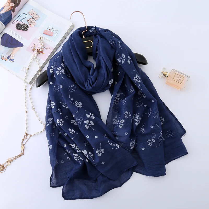 

Women Plain Cotton Hijab Gold Foil Print Scarf Lady Floral Foulard Shawls Wraps Muslim Headband Fashion Pashmina Bandana Muffler