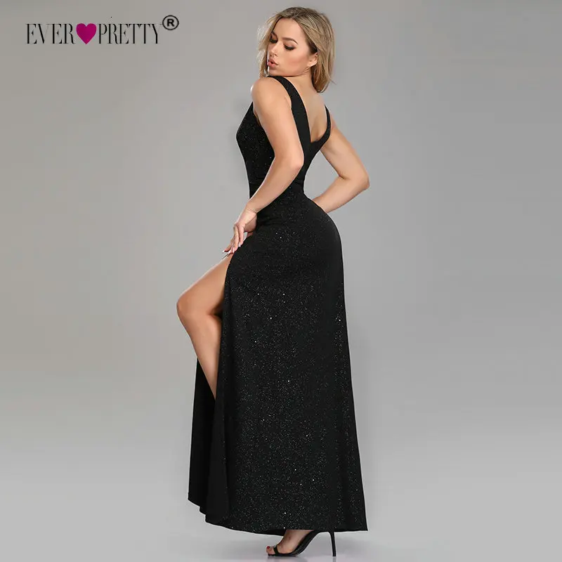 Формальные Вечерние платья Ever Pretty Sexy A Line V шеи спинки Gillter Длинные вечерние платья с разрезом год Robe De Soiree