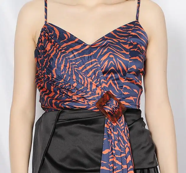 

Cultiseed Women Personality Color Striped Spaghetti Strap Tops Female New Sexy V neck Backless Irregular Camis Top Ladies Shirts