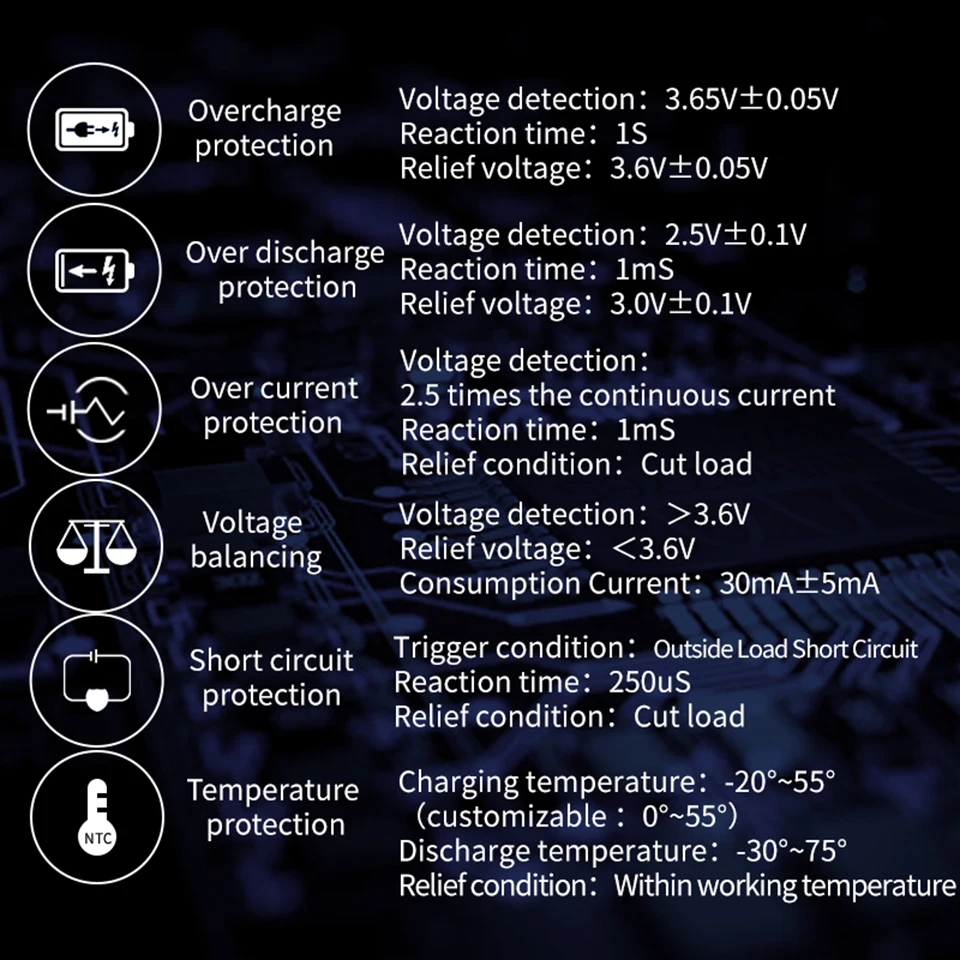 

BMS 23S 72V 3.2V lifepo4 battery 30A 40A 50A 60A power protection board temperature equalization function overcurrent protection