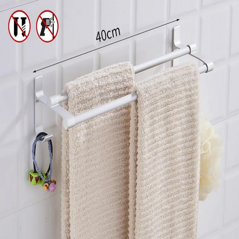 

Free Punch Bathroom Towel Rack Aluminum Towel Bar Toilet Bathroom with Hook Storage Rack
