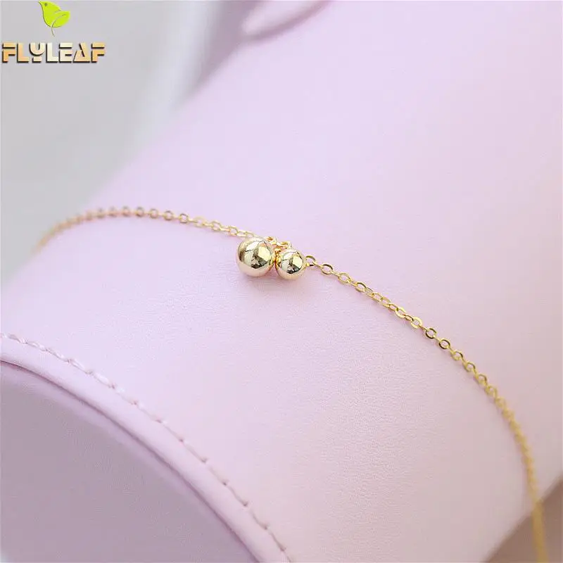 Женский ножной браслет Flyleaf ювелирный из серебра 925 пробы с золотыми бусинами и