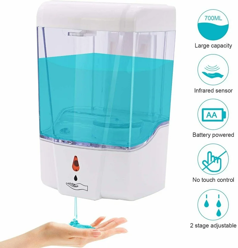 

2020 700ml Wall Mounted Detergent Liquid Soap Dispenser Automatic Sensor Touchless Sanitizer kitchen bathrooms Hands Free Washer