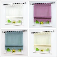 5 colors roman curtains wave windows sheer tulle drapes shade voile drapery valance for kitchen home decoration 1pcs