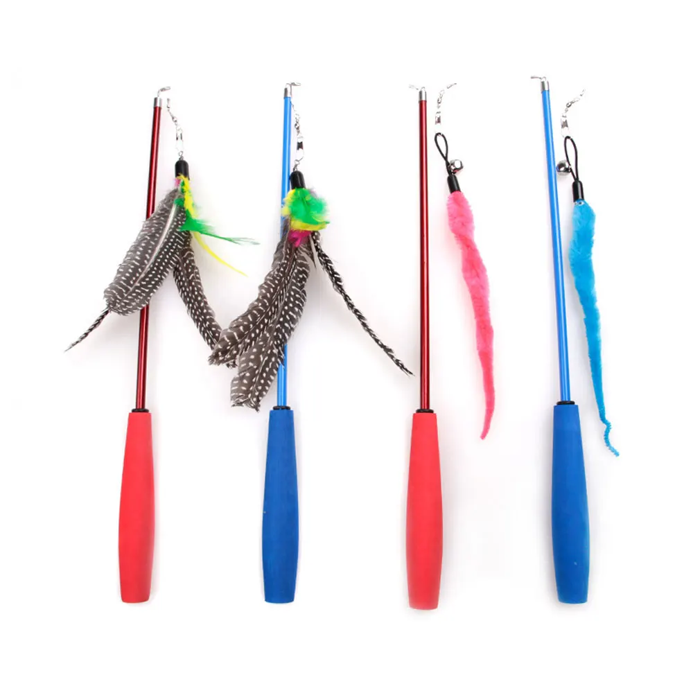 1 шт. кошка перо игрушки Дразнилка для кошки Выдвижной Поводок занятий спортом