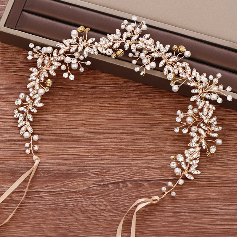 Стразы Цветочная повязка на голову для невесты Свадебные аксессуары волос Тиара