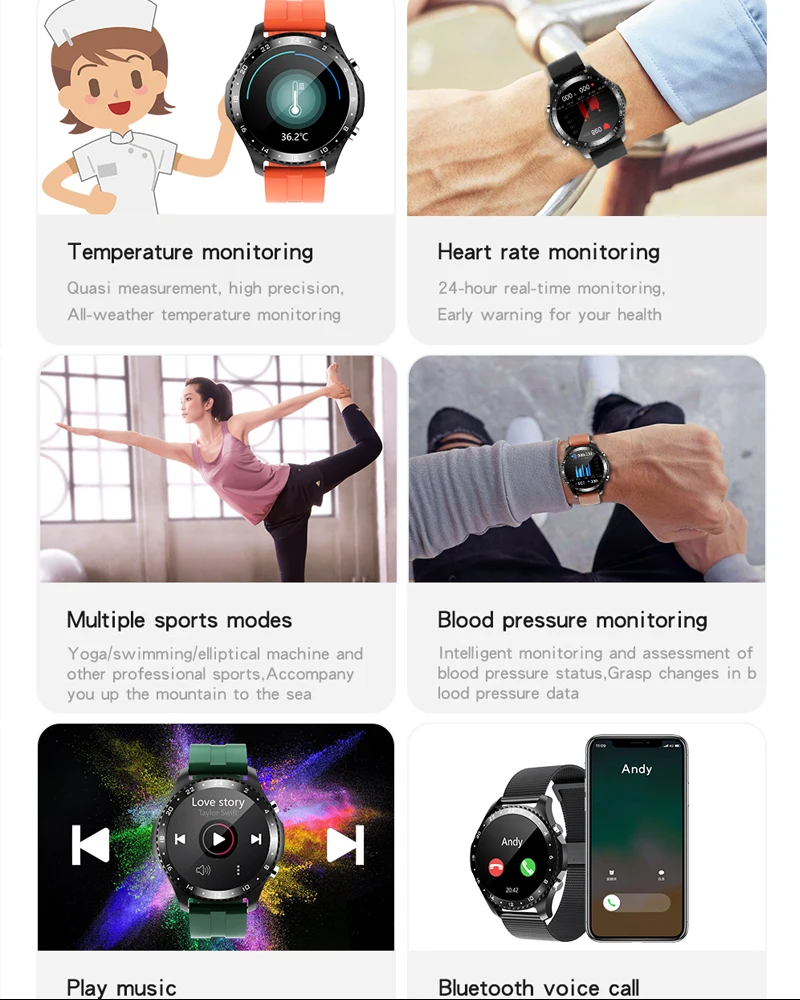 

Run Speed Smart Watch 2020 Body Temperature Bluetooth Call Phone Smartwatch Men Heart Rate Multiple Sports Mode PK GT2 Wacth