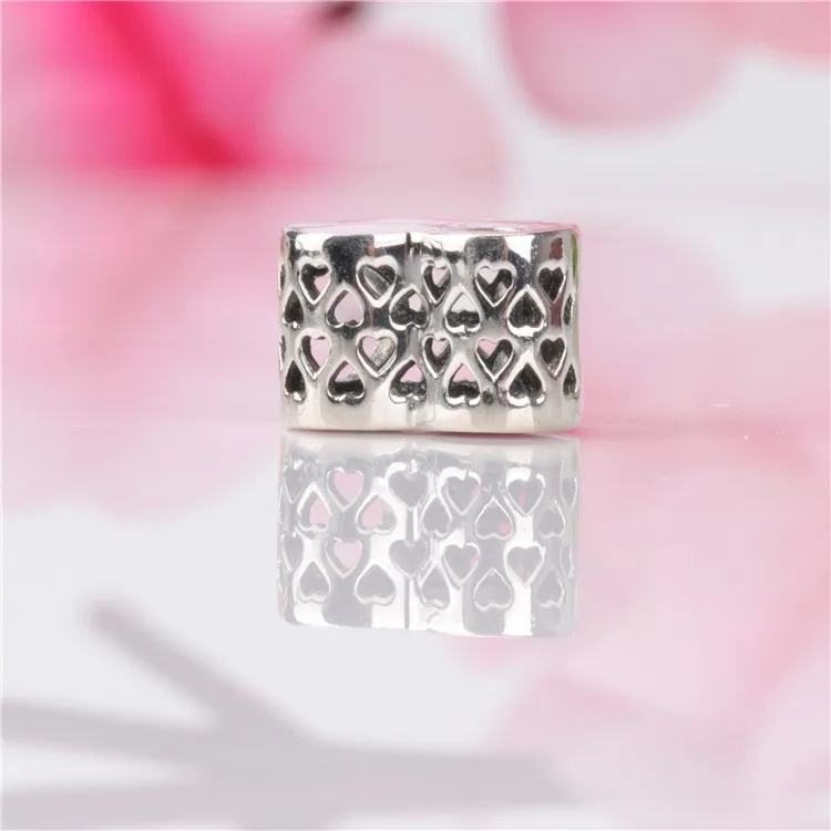 

Original 925 Sterling Silver Bead New Pink Heart-shaped Enamel Beads Fit Pandora Women Bracelet & Necklace Diy Jewelry