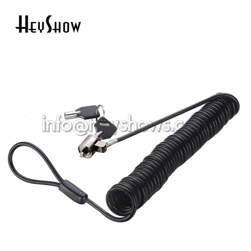 Universal Spiral Steel Wire Laptop Lock Coil Computer Security Cable Notebook Anti Theft Rope Spring Cord Black With Keys