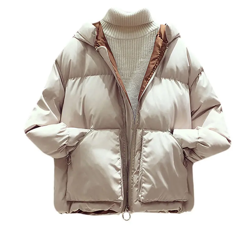 

Hand stuffed cotton bread jacket cotton padded jacket women's short new winter Korean loose cotton padded jacket hooded puffy