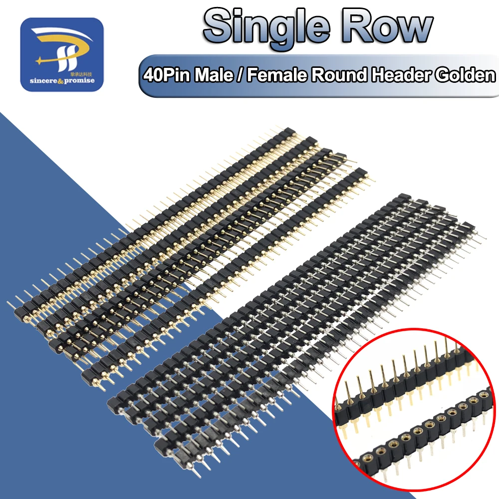 Штыревой разъем 40 P 1x40 Pin 2 54 мм Круглый гнездовой для DS18B20 кристаллы и печатная