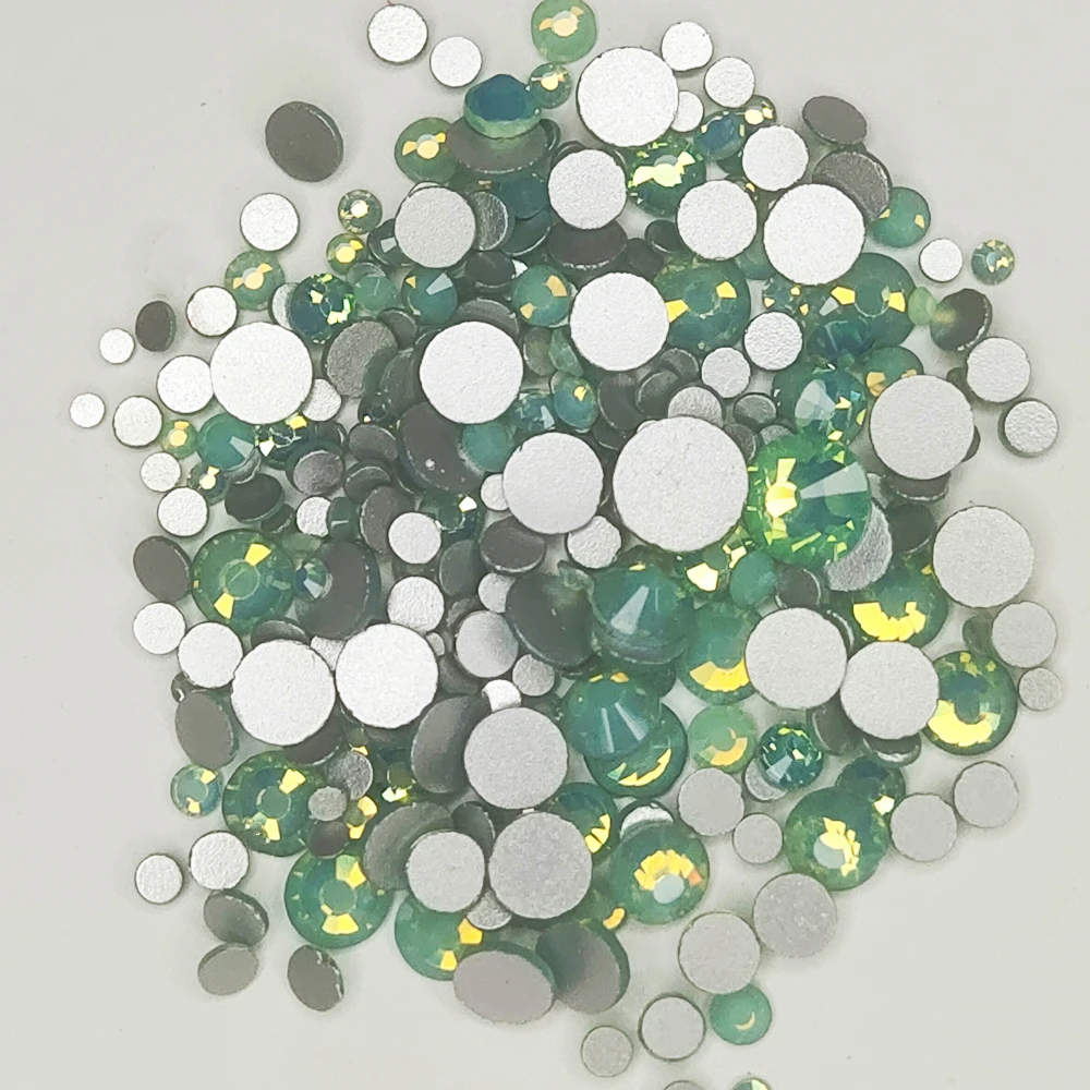3D Стразы для дизайна ногтей с зеленым опалом декоративные стразы ss3 ss4 ss5 ss6 ss8 ss10 ss12