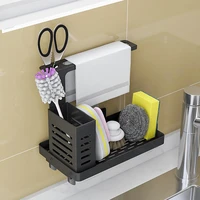 stainless steel simple kitchen sink caddy organizer sponge soap brush holder with drain pan premium kitchen drying rack
