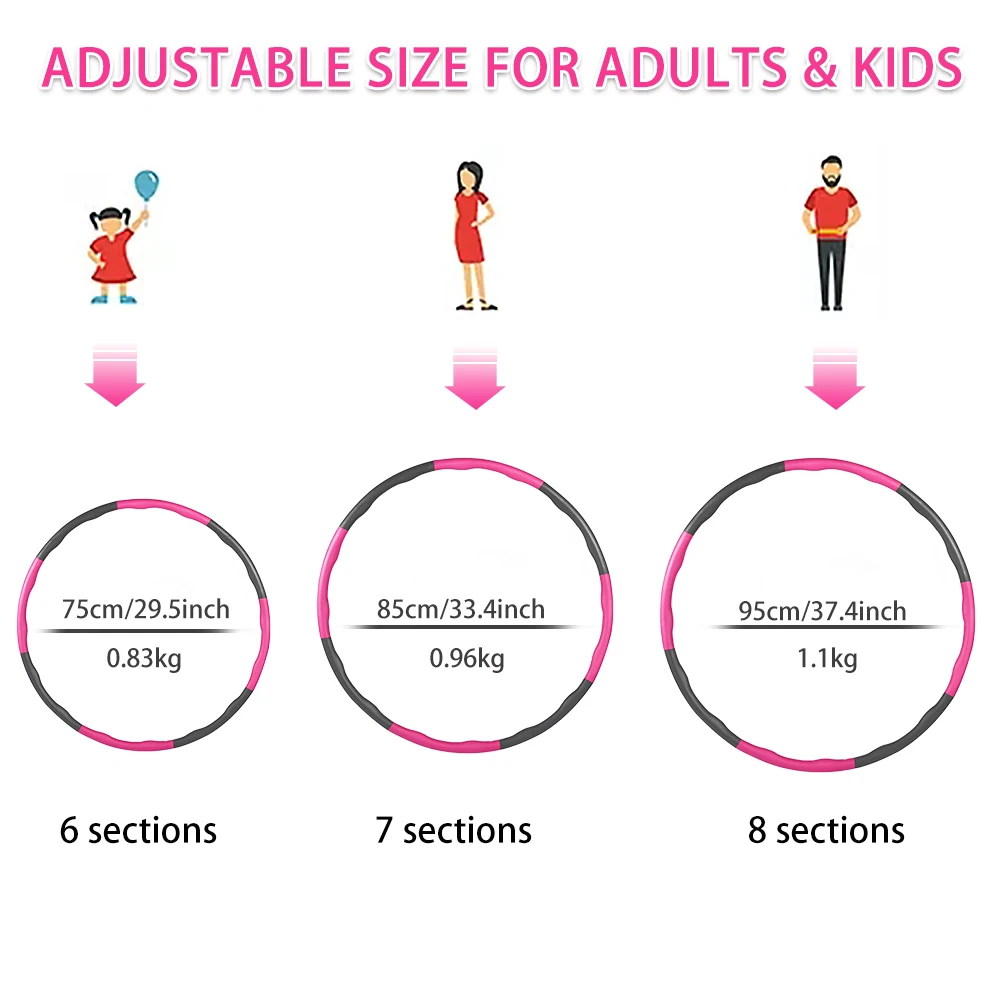 

8 Parts Sport Hoop Detachable Weighted Fitness Install Massage Exercise Bodybuilding Thin Waist Hoop Workout Slimming Sport Hoop