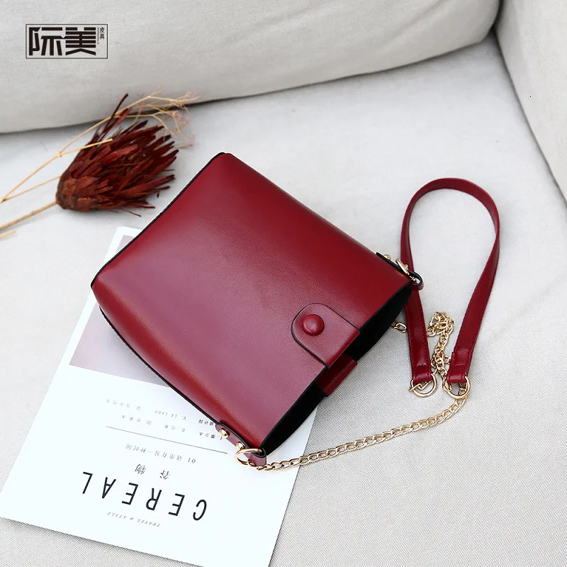 Маленькая сумка из натуральной кожи для женщин сумка-ведро на одной цепочке