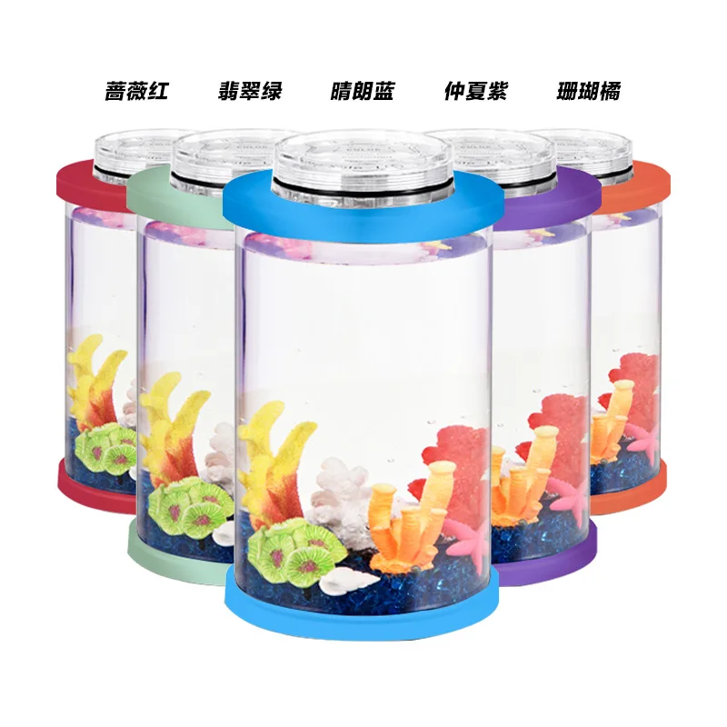 

Creative Fish Tank Solid Wood Can Rotate 360 Degrees Fishbowl Small Tank Goldfish Betta Fishkeeping Aquarium Decoration