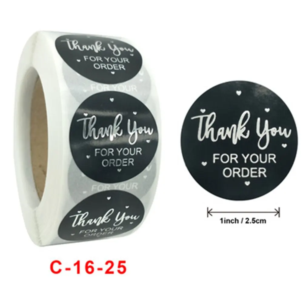 

500pcs/roll Roll Thank You Flower Stickers Holiday Wedding Decoration Stickers Round Self-Adhesive Seal Labels 1 Inch