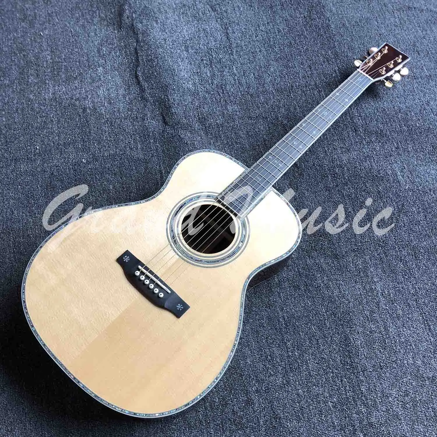 Custom Solid Spruce Wood Abalone Binding Acoustic Guitar 39 Inches 000 |