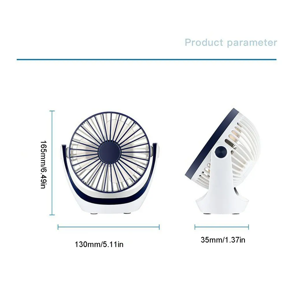 

Mini Personal Table Fan With Strong Airflow Ultra Quiet Portable Adjustable Head 360 Degree Rotation USB Sleeping