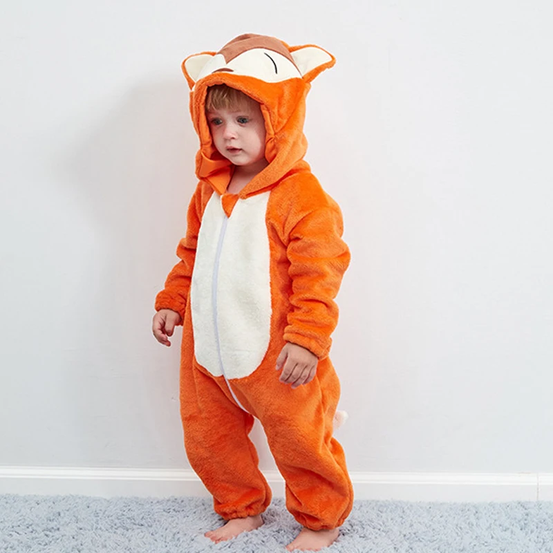 Детские пижамы с лисой кигуруми комбинезоны для новорожденных комбинезон