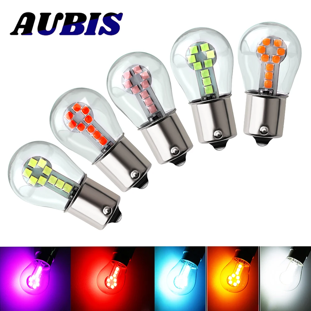 

2pcs Car Light Bulb 1156 P21W BA15S Glass Housing LED Turn Lights 3D 3030SMD 1157 Bay15D Brake Light 6000k Auto Brake Lamp 12V