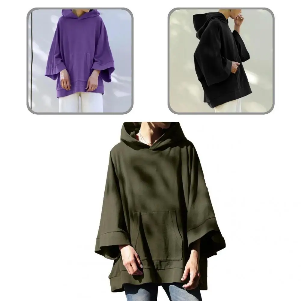 

Flare Sleeve Thick Oversized Big Pocket Long Sleeve Lady Hoodie for Dating