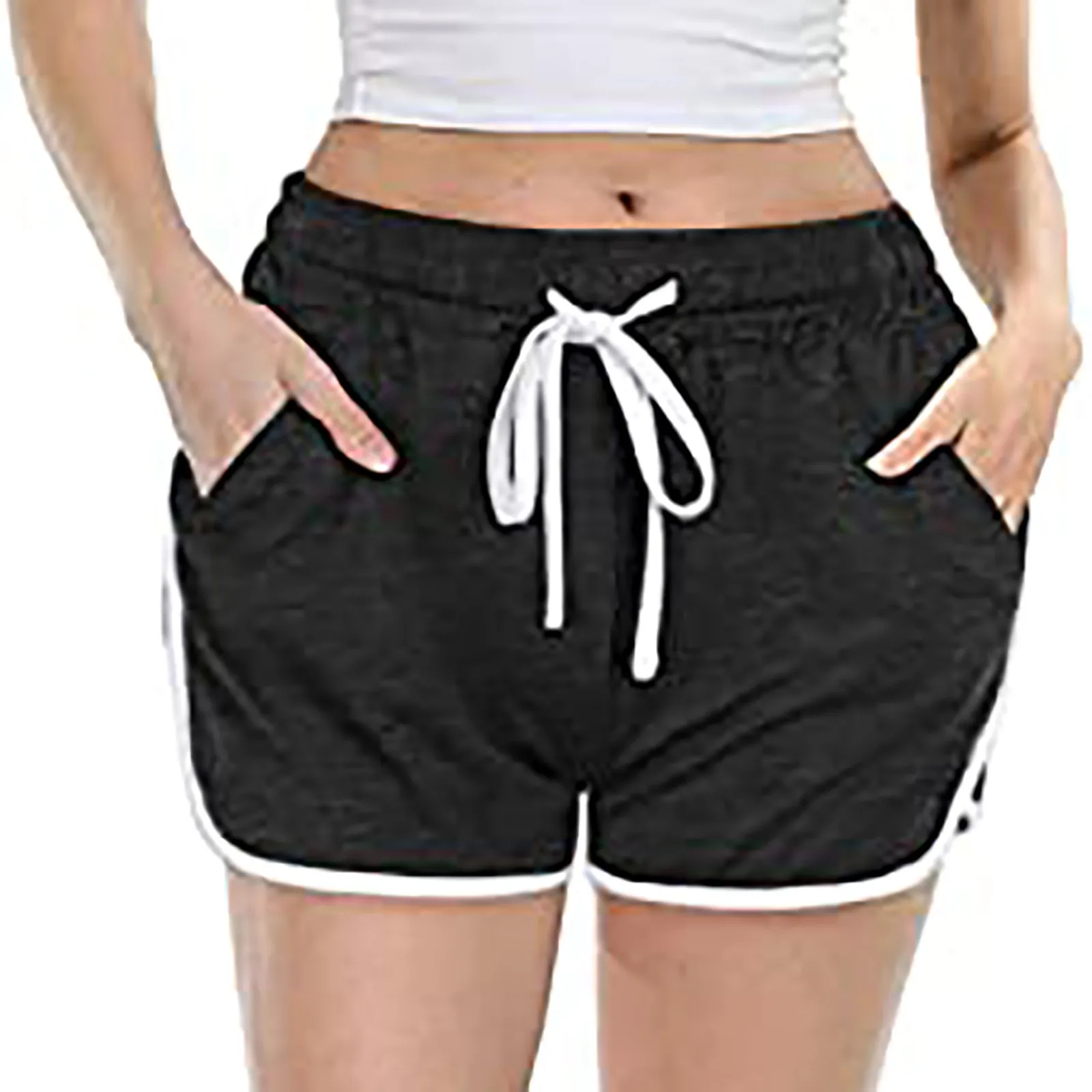 

ISHOWTIENDA Women High Waist Yoga Pants Women Bandage Elastic Waist Casual Short Pants Pantalones De Mujer