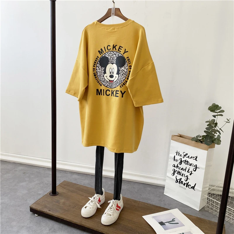 

Disney Mickey Letter Printing Cartoon Women T-Shirt Ins Japanese Cute Short Sleeve Top Female Tee Short Loose T-Shirt Streetwear