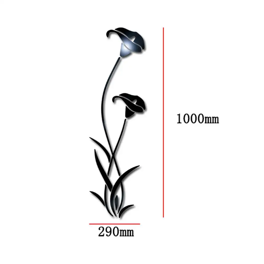 1 шт. зеркальные 3D наклейки на стену Calla Lily настенные украшения для гостиной DIY