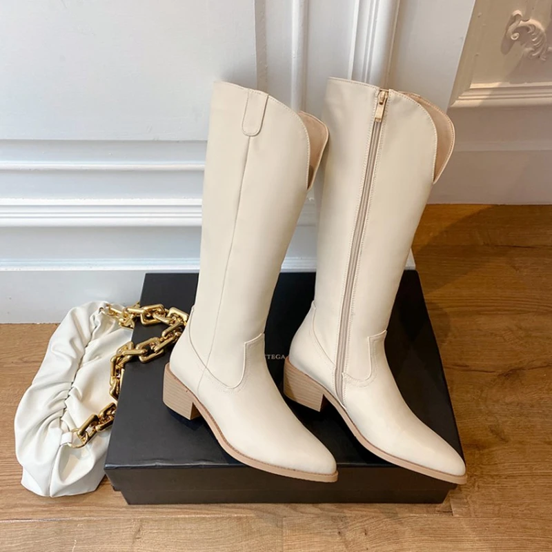 Женские сапоги высокие на высокой танкетке женские ковбойские для верховой езды