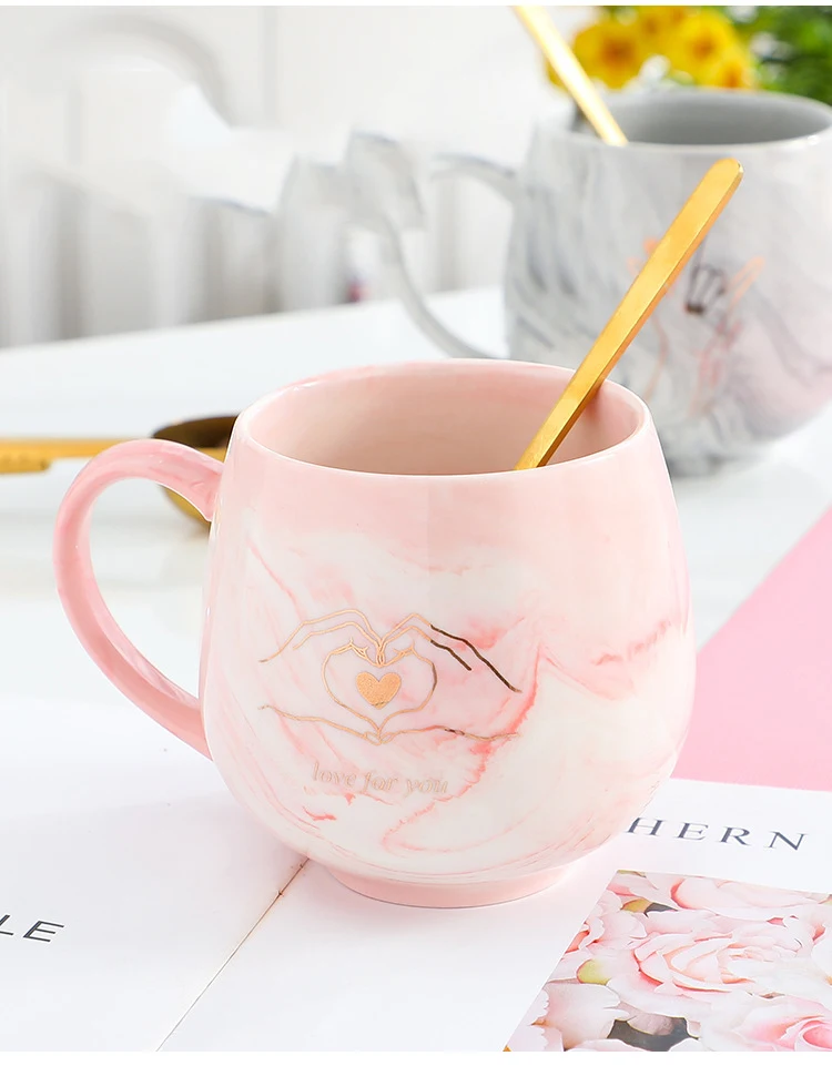 Кофейная кружка керамические кружки для пар подарок друзей на свадьбу розовая