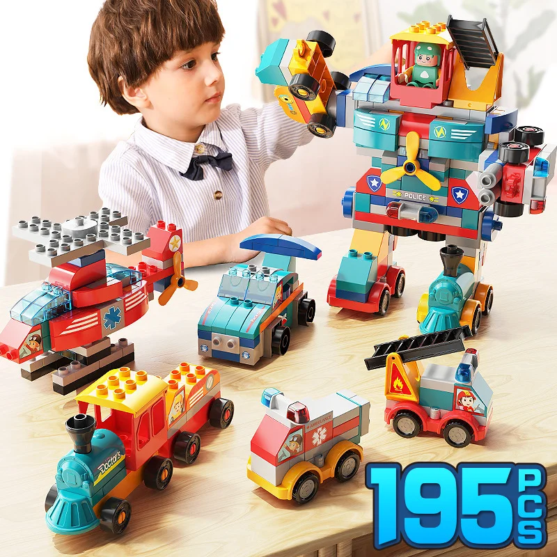 

Automobile Assembly Building Blocks Morph Assembly Toy Boy Puzzle Big Particle Variety Robot Baby Gift Children's Toy