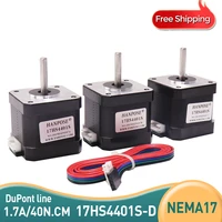 free shipping 3pcs nema17 stepper motor 42 motor nema 17 1 7a 17hs4401s motor for cnc xyz 3d printer 4 lead with dupont line