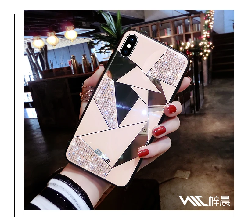 ONEPLANT роскошное творческое зеркало ромб чехол для iPhone X XR XS MAX 6 S Чехол для iPhone 7 8 Plus Модный чехол для бурения воды