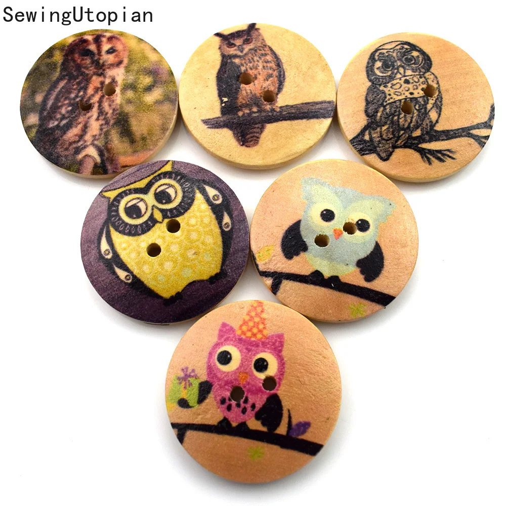 50 шт. деревянные декоративные украшения Сова 30 мм|Пуговицы| |