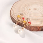 Женские серьги-подвески в форме гриба Makersland, Разноцветные серьги-подвески в виде трех грибов с мультяшным жемчугом, Ювелирное Украшение для ушей, 2021