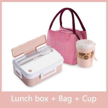 Pink three-piece Комплект из 3 предметов, Ланч-бокс, герметичная портативная микроволновая печь, контейнер для еды, офисный, школьный, туристический, детский, медицинский материал, Bento box - Цвет: Pink three-piece